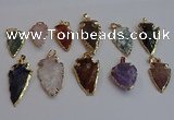 NGP7367 15*20mm - 22*40mm arrowhead mixed gemstone pendants