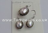 NGP7398 15*18mm - 18*22mm oval shell pearl jewelry sets