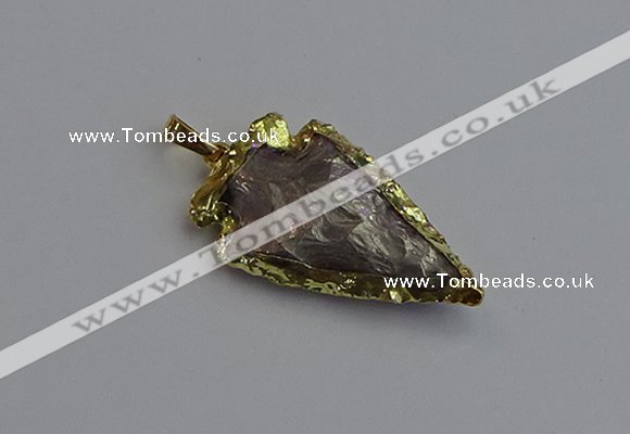 NGP7408 22*30mm - 25*40mm arrowhead plated obsidian pendants