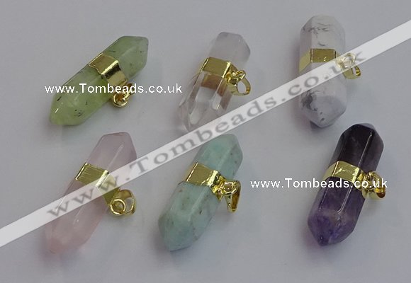 NGP7455 12*45mm sticks mixed gemstone pendants wholesale