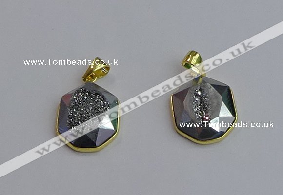 NGP7465 16*18mm freeform plated druzy agate gemstone pendants