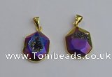 NGP7466 16*18mm freeform plated druzy agate gemstone pendants