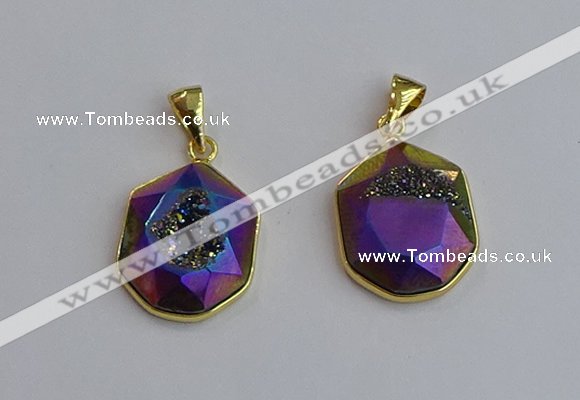 NGP7466 16*18mm freeform plated druzy agate gemstone pendants