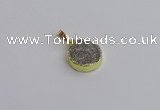 NGP7475 15mm coin plated druzy agate gemstone pendants