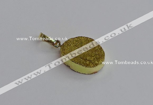 NGP7492 15*20mm oval plated druzy agate gemstone pendants