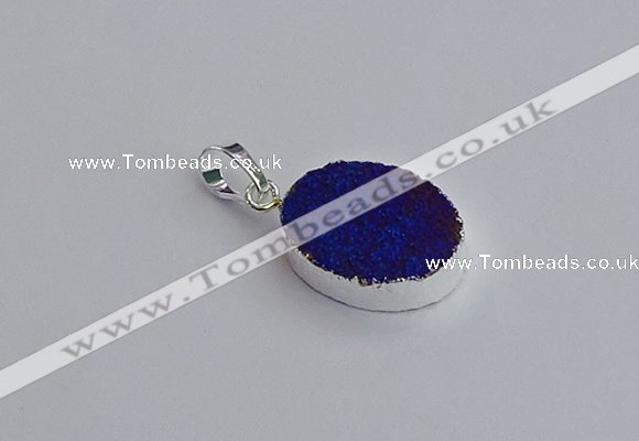 NGP7509 15*20mm oval plated druzy agate gemstone pendants