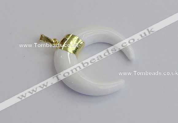 NGP7515 35*38mm horn white porcelain pendants wholesale