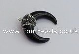 NGP7530 35*38mm horn black agate pendants wholesale