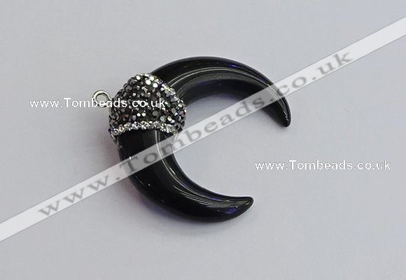 NGP7530 35*38mm horn black agate pendants wholesale