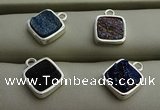 NGP7576 12*12mm square plated druzy agate pendants wholesale