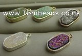 NGP7580 10*15mm oval plated druzy agate pendants wholesale