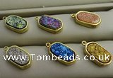 NGP7581 10*15mm oval plated druzy agate pendants wholesale