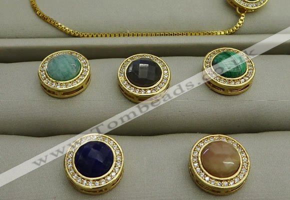 NGP7584 16mm coin mixed gemstone pendants wholesale