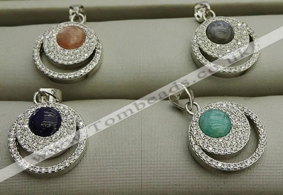 NGP7601 15mm coin mixed gemstone pendants wholesale