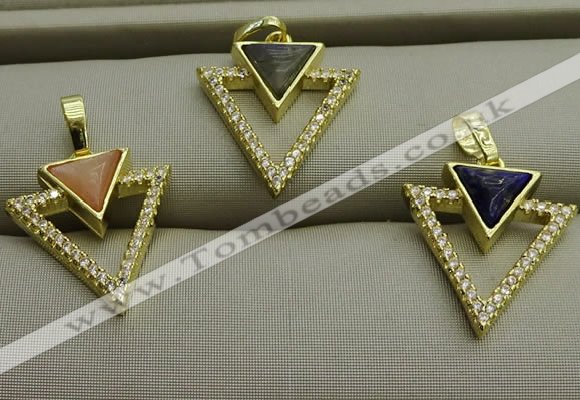 NGP7605 16*19mm arrowhead mixed gemstone pendants wholesale