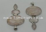 NGP8001 50*82mm - 52*86mm rose quartz pendant set jewelry