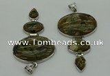 NGP8020 50*82mm - 52*86mm rhyolite gemstone pendant set jewelry