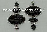 NGP8025 50*82mm - 52*86mm black agate pendant set jewelry