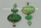 NGP8028 50*82mm - 52*86mm grass agate pendant set jewelry