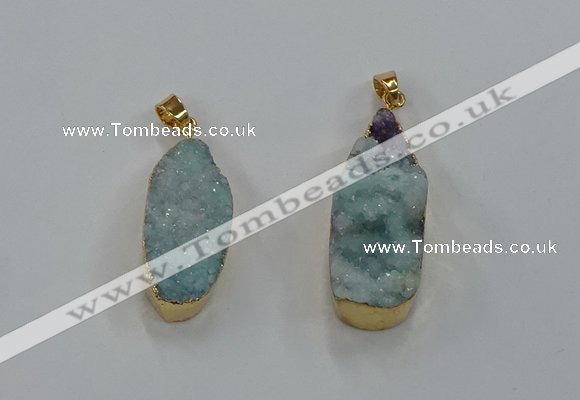 NGP8506 15*33mm - 17*40mm flat teardrop druzy agate pendants