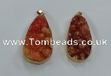 NGP8512 25*48mm - 27*52mm flat teardrop druzy agate pendants