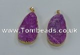 NGP8514 25*48mm - 27*52mm flat teardrop druzy agate pendants