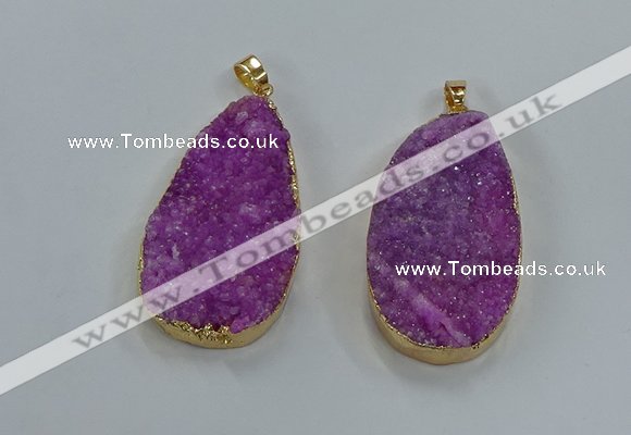 NGP8514 25*48mm - 27*52mm flat teardrop druzy agate pendants