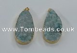 NGP8517 25*48mm - 27*52mm flat teardrop druzy agate pendants