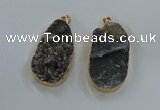 NGP8519 25*48mm - 27*52mm flat teardrop druzy agate pendants