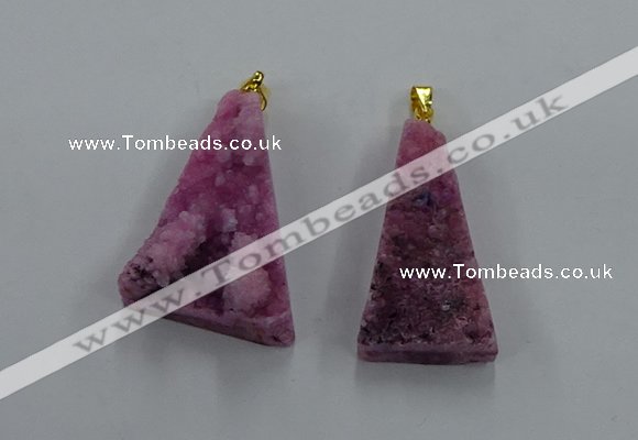 NGP8578 18*25mm - 25*40mm triangle druzy agate pendants wholesale