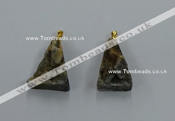 NGP8582 18*25mm - 25*40mm triangle druzy agate pendants wholesale