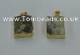 NGP8585 18*25mm rectangle druzy agate pendants wholesale