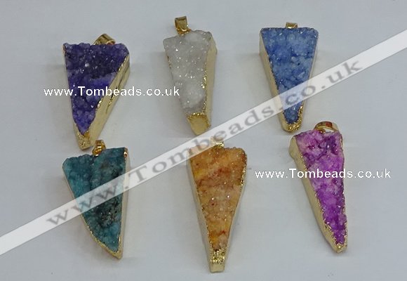 NGP8602 13*40mm - 20*35mm triangle druzy agate pendants wholesale