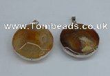 NGP8698 38mm - 40mm flat round agate pendants wholesale