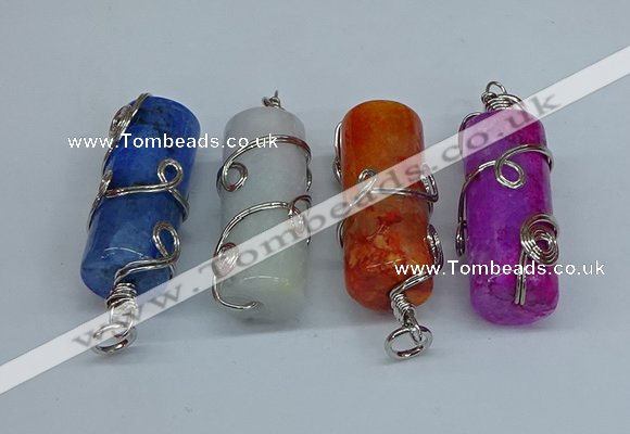 NGP8823 18*45mm tube agate gemstone pendants wholesale