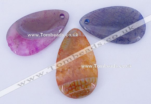 NGP883 5PCS 29*50mm flat teardrop agate gemstone pendants wholesale