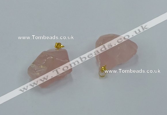 NGP8856 20*25mm - 30*40mm nuggets rose quartz pendants wholesale