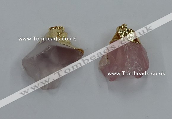 NGP8861 20*25mm - 30*40mm nuggets rose quartz gemstone pendants