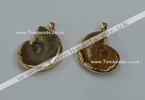 NGP8874 22*26mm - 30*35mm carved ammonite gemstone pendants