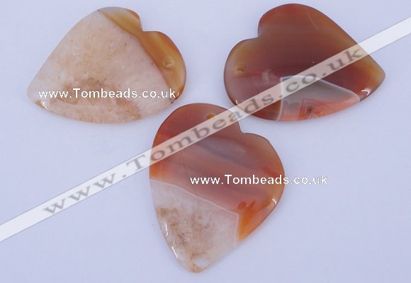 NGP894 5PCS 42*50mm heart agate druzy geode gemstone pendants