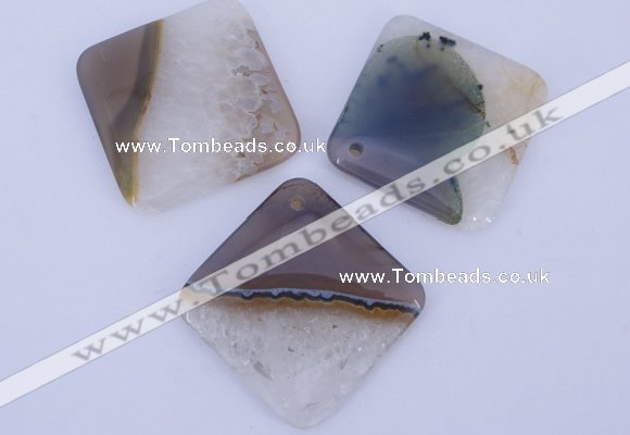NGP899 5PCS 40*40mm diamond agate druzy geode gemstone pendants