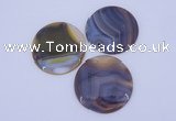 NGP934 5PCS 52mm flat round agate gemstone pendants wholesale