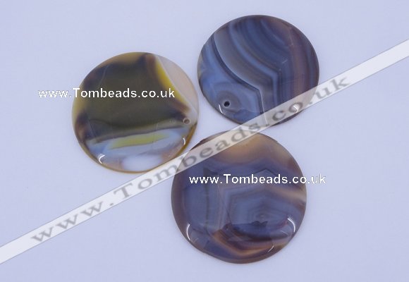 NGP934 5PCS 52mm flat round agate gemstone pendants wholesale