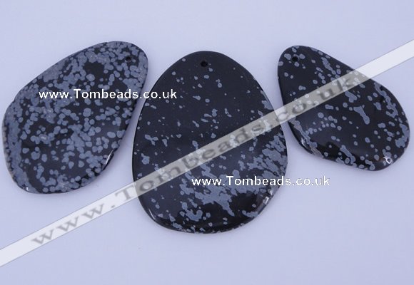 NGP947 5PCS 35-55mm*50-65mm freeform snowflake obsidian gemstone pendants