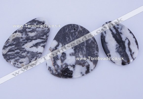 NGP948 5PCS 30-48mm*45-60mm freeform zebra jasper gemstone pendants