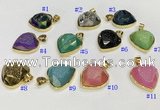 NGP9600 20mm faceted heart plated druzy agate pendants