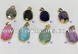 NGP9610 15*22mm faceted oval plated druzy agate pendants