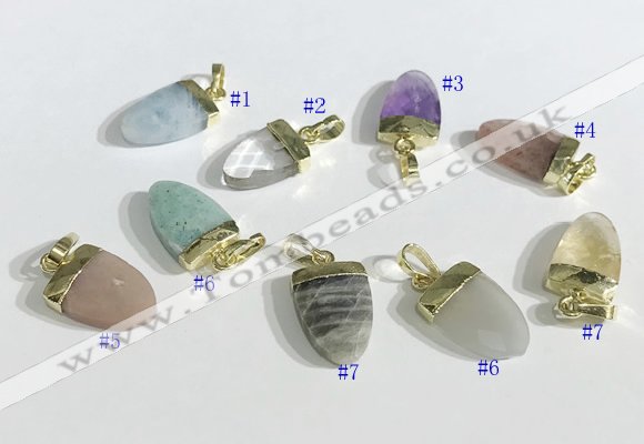 NGP9715 11*16mm arrowhead-shaped  mixed gemstone pendants wholesale