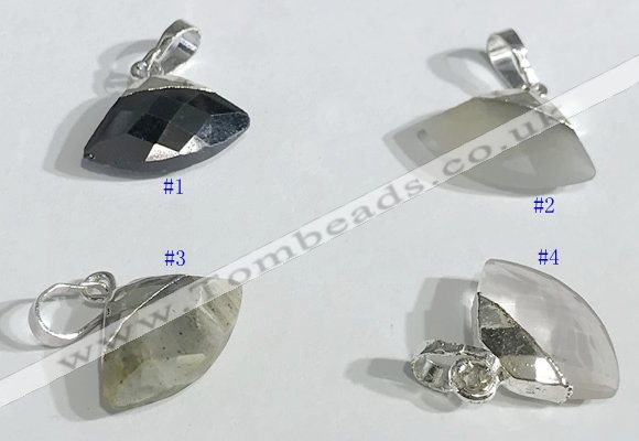 NGP9717 11*16mm fan-shaped  mixed gemstone pendants wholesale