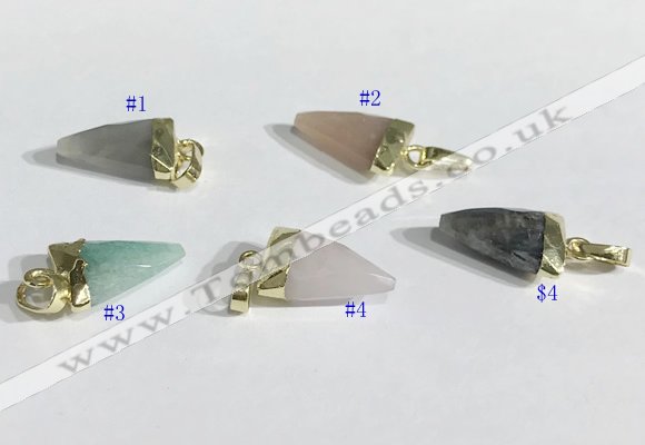 NGP9719 11*16mm arrowhead-shaped  mixed gemstone pendants wholesale